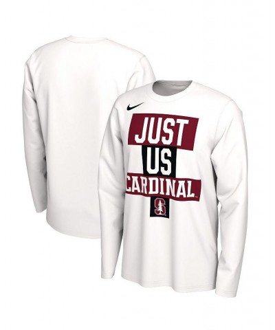 Men's White Stanford Cardinal 2021 Postseason Basketball JUST US Bench Legend Long Sleeve T-shirt $21.59 T-Shirts