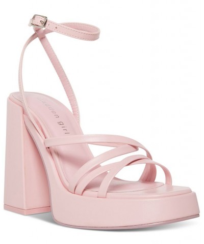 Aces Strappy Platform Dress Sandals Pink $33.18 Shoes