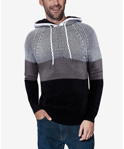 Men's Color Blocked Hooded Sweater Gray $25.20 Sweaters