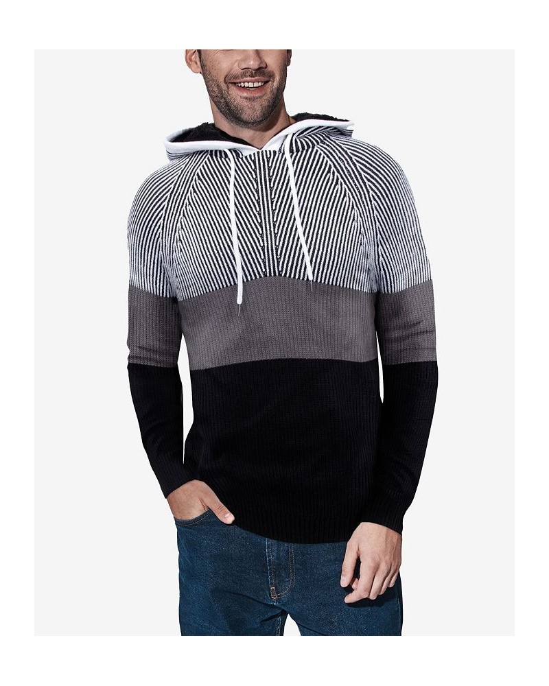 Men's Color Blocked Hooded Sweater Gray $25.20 Sweaters