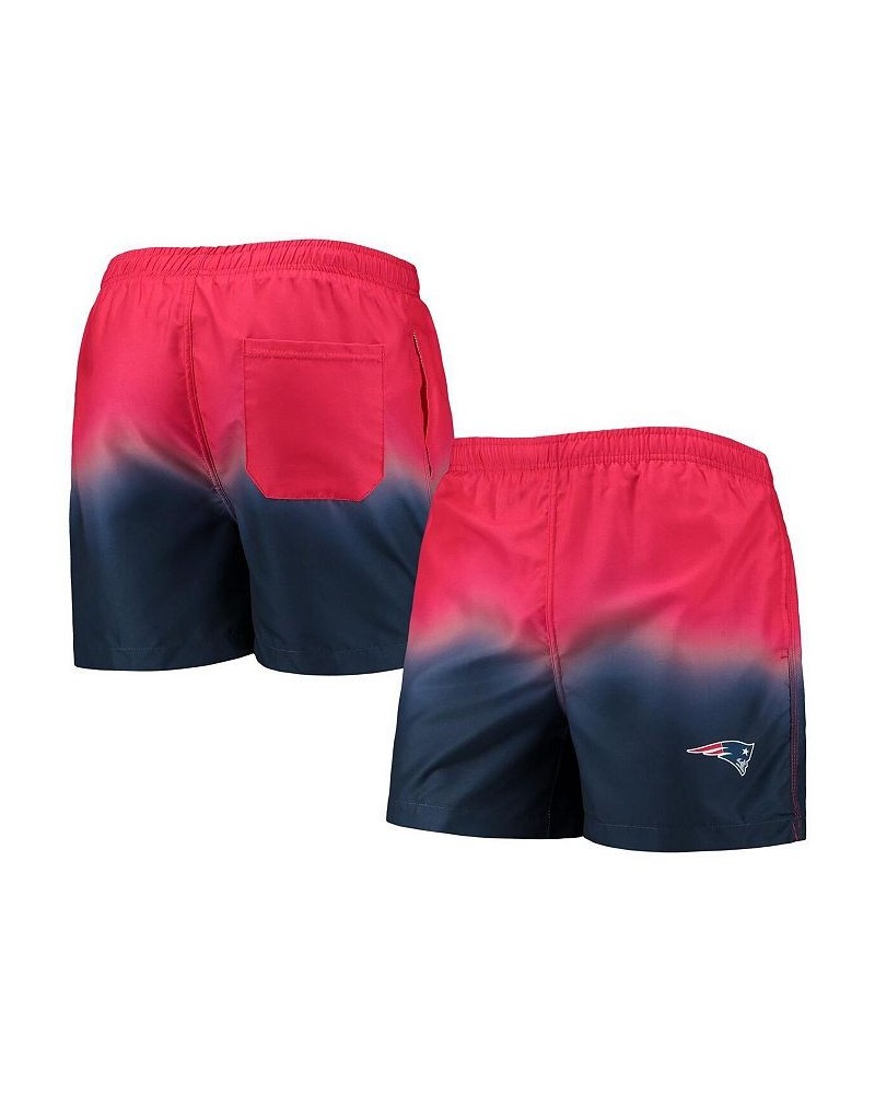 Men's Red, Navy New England Patriots Dip-Dye Swim Shorts $29.11 Swimsuits