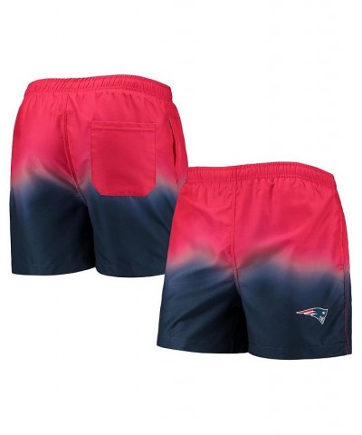 Men's Red, Navy New England Patriots Dip-Dye Swim Shorts $29.11 Swimsuits