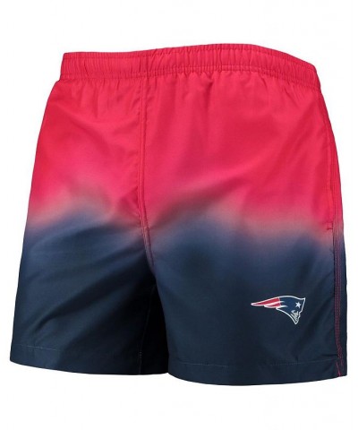 Men's Red, Navy New England Patriots Dip-Dye Swim Shorts $29.11 Swimsuits