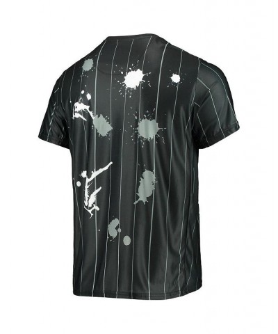 Men's Black Brooklyn Nets Striped Splatter T-shirt $31.79 T-Shirts