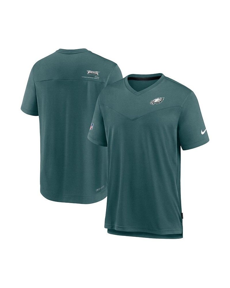 Men's Heather Aqua Philadelphia Eagles 2022 Sideline Coach Chevron Lock Up Performance V-Neck T-shirt $29.25 T-Shirts