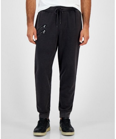 I.N.C. International Concepts Men's Regular-Fit Acid-Washed Moto Joggers Black $14.84 Pants