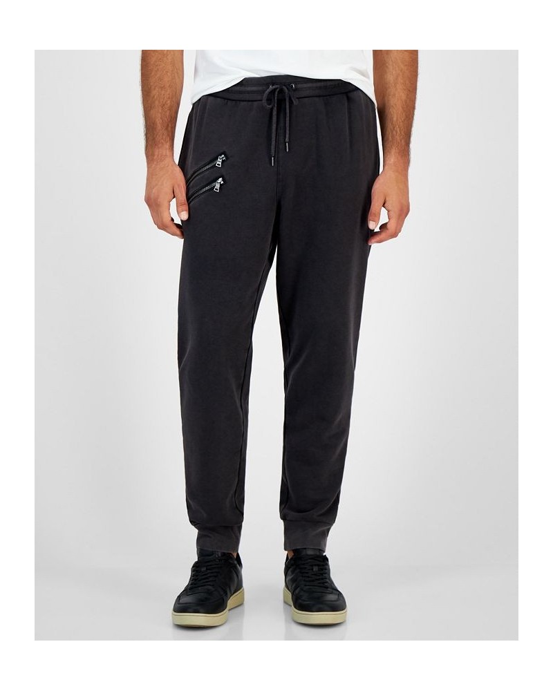 I.N.C. International Concepts Men's Regular-Fit Acid-Washed Moto Joggers Black $14.84 Pants