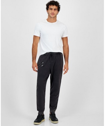 I.N.C. International Concepts Men's Regular-Fit Acid-Washed Moto Joggers Black $14.84 Pants