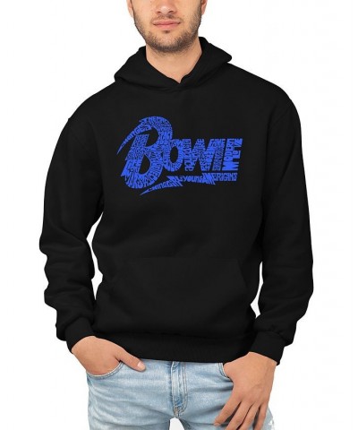 Men's David Bowie Logo Word Art Hooded Sweatshirt Blue $34.19 Sweatshirt