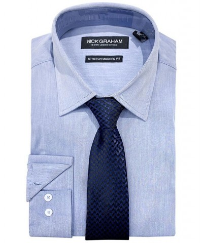 Men's Slim-Fit Chambray Dress Shirt & Tie Set Blue $23.73 Dress Shirts