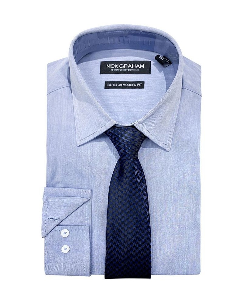 Men's Slim-Fit Chambray Dress Shirt & Tie Set Blue $23.73 Dress Shirts