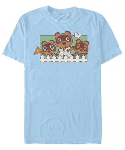 Men's Animal Crossing New Horizons Nook Family Portrait Short Sleeve T-shirt Blue $14.35 T-Shirts