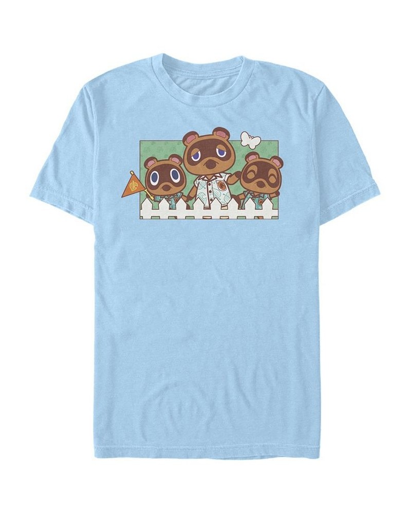 Men's Animal Crossing New Horizons Nook Family Portrait Short Sleeve T-shirt Blue $14.35 T-Shirts