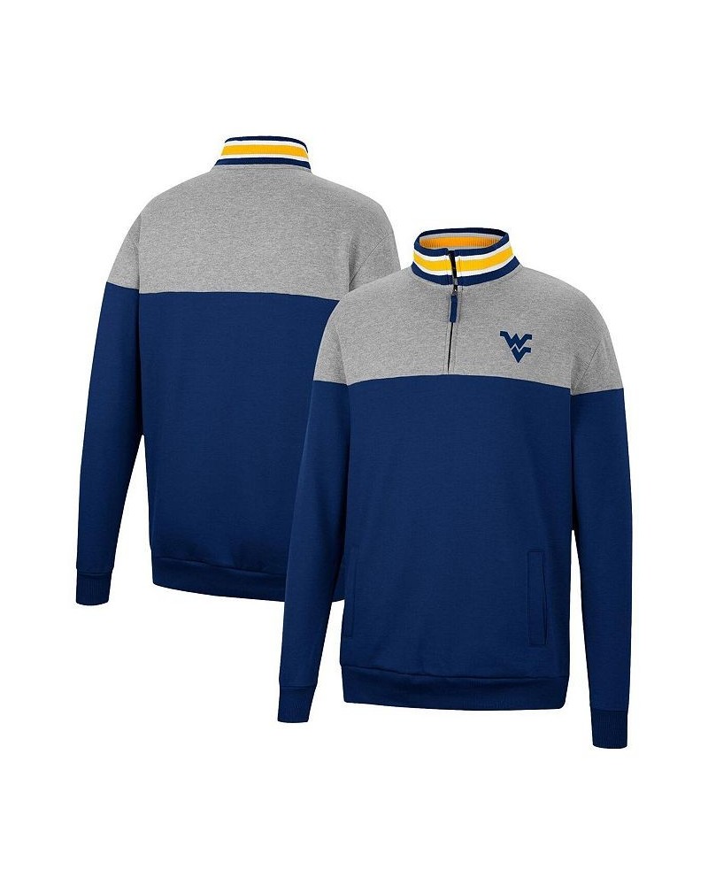 Men's Navy, Heather Gray West Virginia Mountaineers Be the Ball Quarter-Zip Top $35.69 Sweatshirt