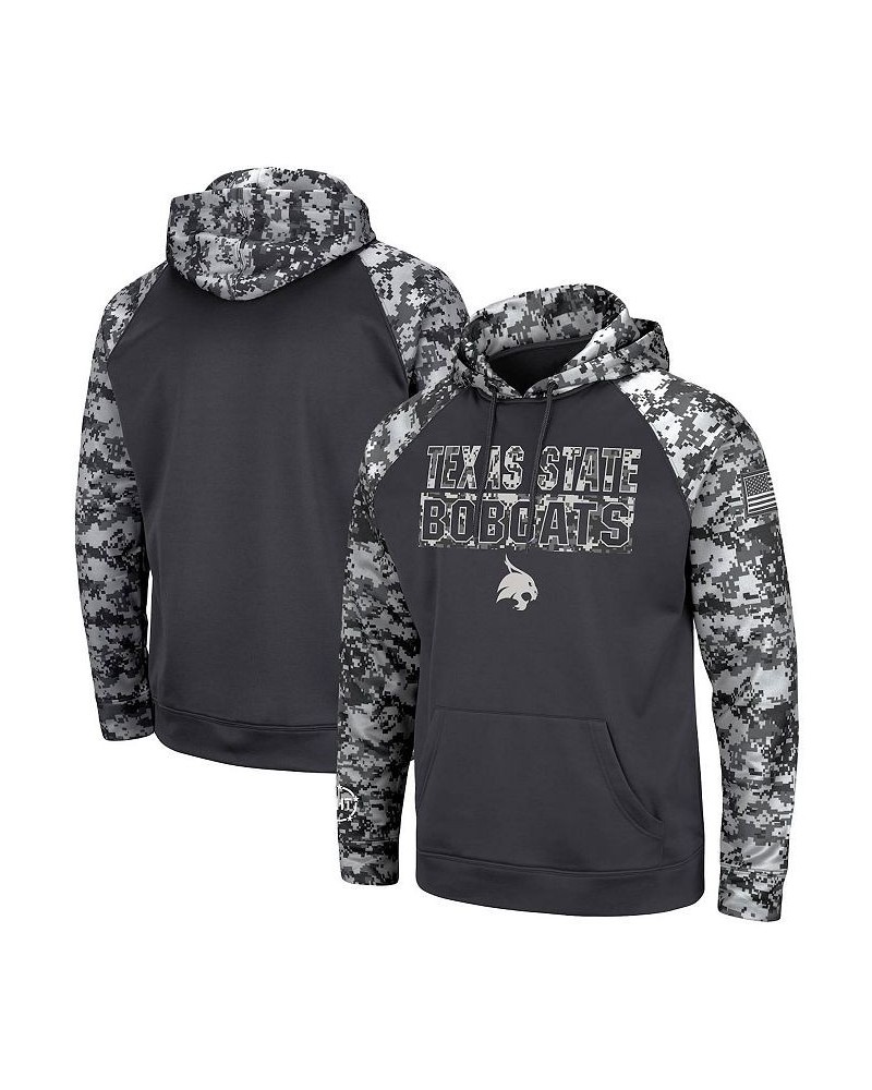 Men's Charcoal Texas State Bobcats OHT Military-Inspired Appreciation Digital Camo Pullover Hoodie $24.94 Sweatshirt