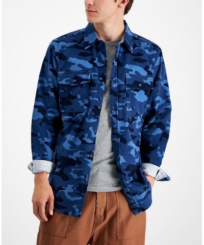 Men's Nolan Regular-Fit Camouflage Corduroy Shirt Blue $15.64 Shirts