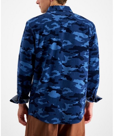 Men's Nolan Regular-Fit Camouflage Corduroy Shirt Blue $15.64 Shirts