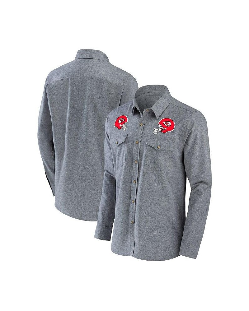 Men's NFL x Darius Rucker Collection by Gray Kansas City Chiefs Chambray Button-Up Long Sleeve Shirt $32.85 Shirts