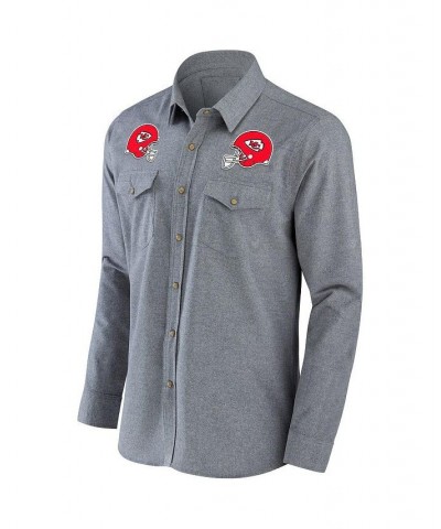 Men's NFL x Darius Rucker Collection by Gray Kansas City Chiefs Chambray Button-Up Long Sleeve Shirt $32.85 Shirts