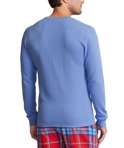 Men's Waffle Long-Sleeve Pajama Shirt Blue $32.73 Pajama