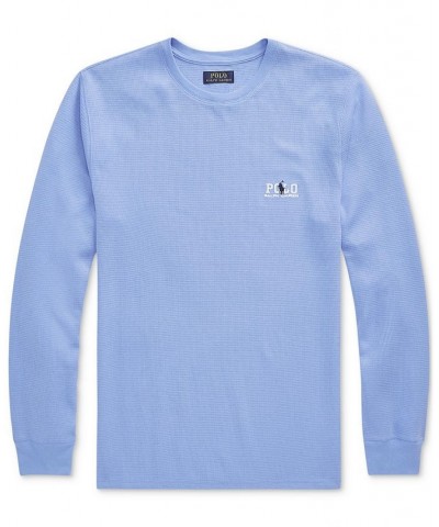 Men's Waffle Long-Sleeve Pajama Shirt Blue $32.73 Pajama