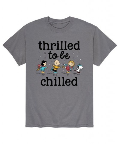 Men's Peanuts Thrilled Chilled T-Shirt Gray $16.10 T-Shirts