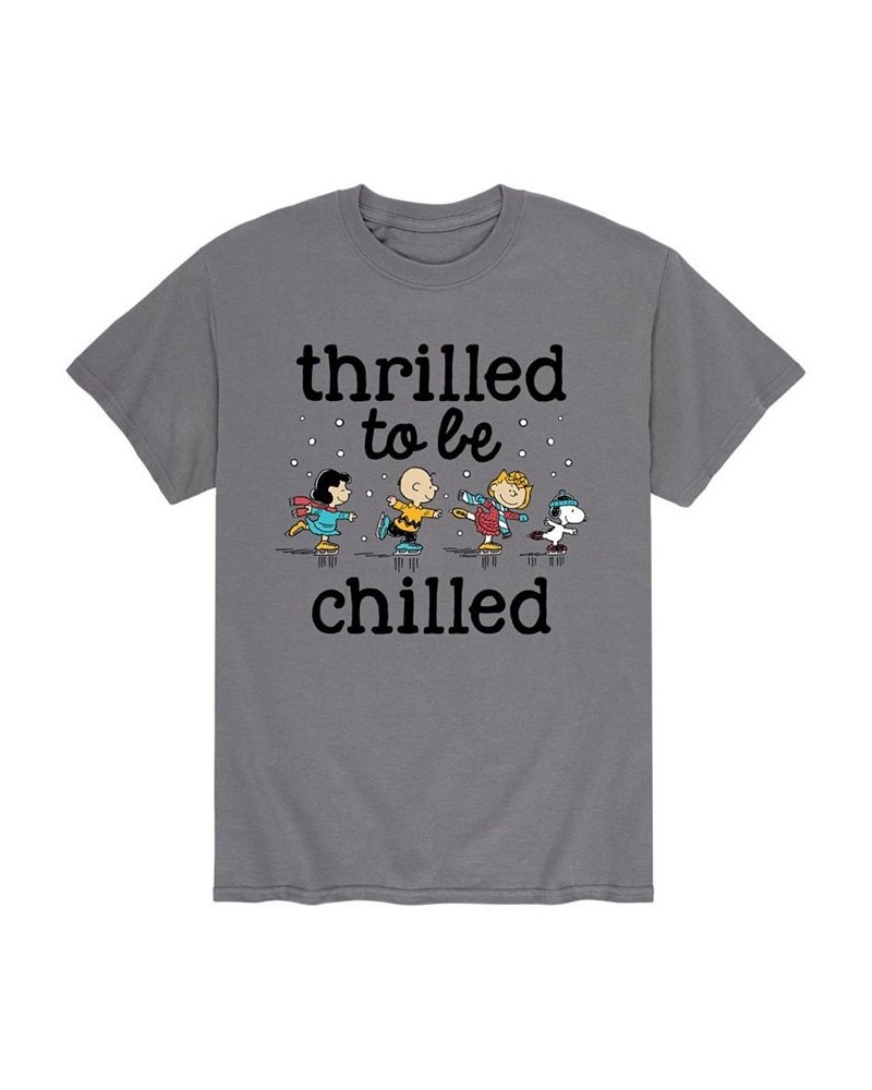 Men's Peanuts Thrilled Chilled T-Shirt Gray $16.10 T-Shirts