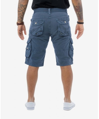 Men's Big and Tall Belted Double Pocket Cargo Shorts Majolica Blue $26.60 Shorts