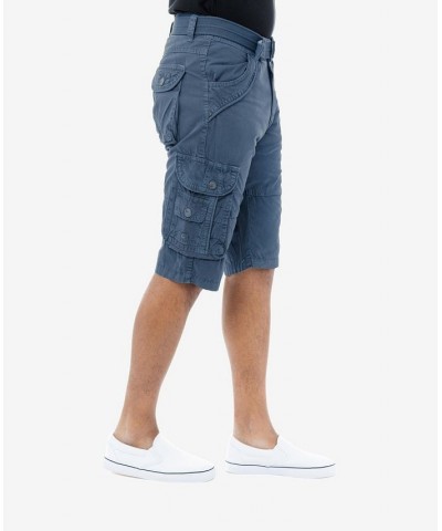 Men's Big and Tall Belted Double Pocket Cargo Shorts Majolica Blue $26.60 Shorts