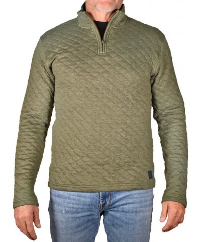 Men's Modern Fit Quilted Quarter Zip T-shirt Green $41.65 T-Shirts