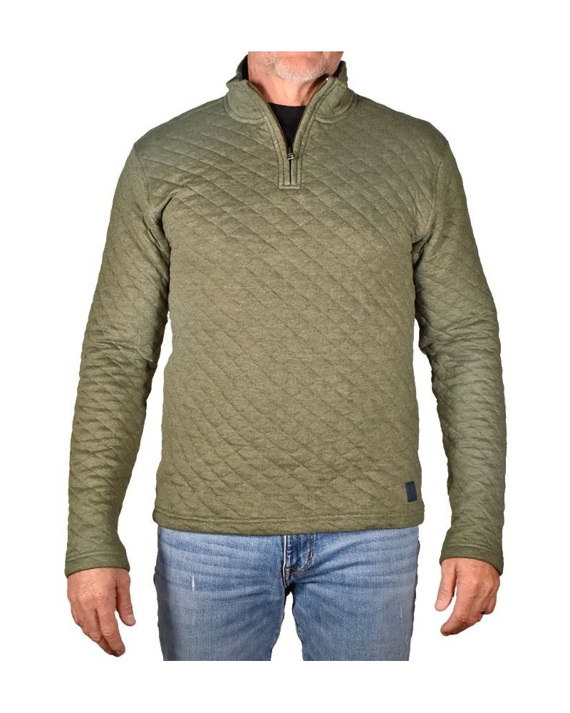 Men's Modern Fit Quilted Quarter Zip T-shirt Green $41.65 T-Shirts