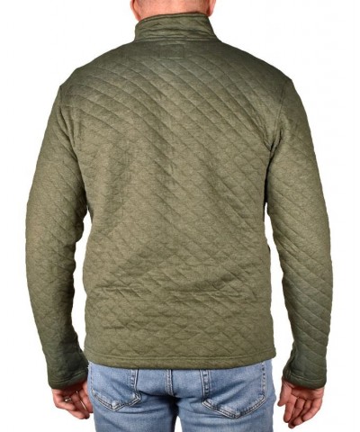 Men's Modern Fit Quilted Quarter Zip T-shirt Green $41.65 T-Shirts