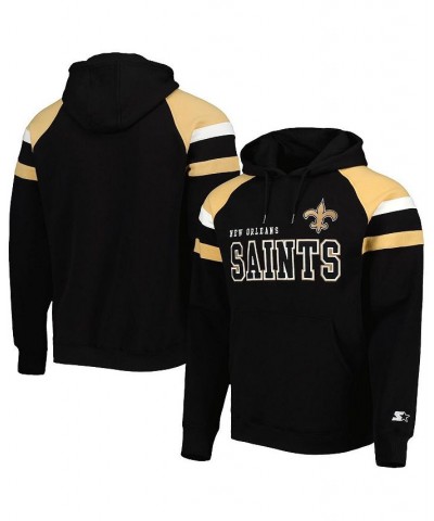 Men's Black New Orleans Saints Draft Fleece Raglan Pullover Hoodie $36.04 Sweatshirt