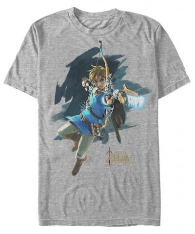 Nintendo Men's Legend of Zelda Breath of The Wind Links Jump Shot Short Sleeve T-Shirt Gray $17.84 T-Shirts