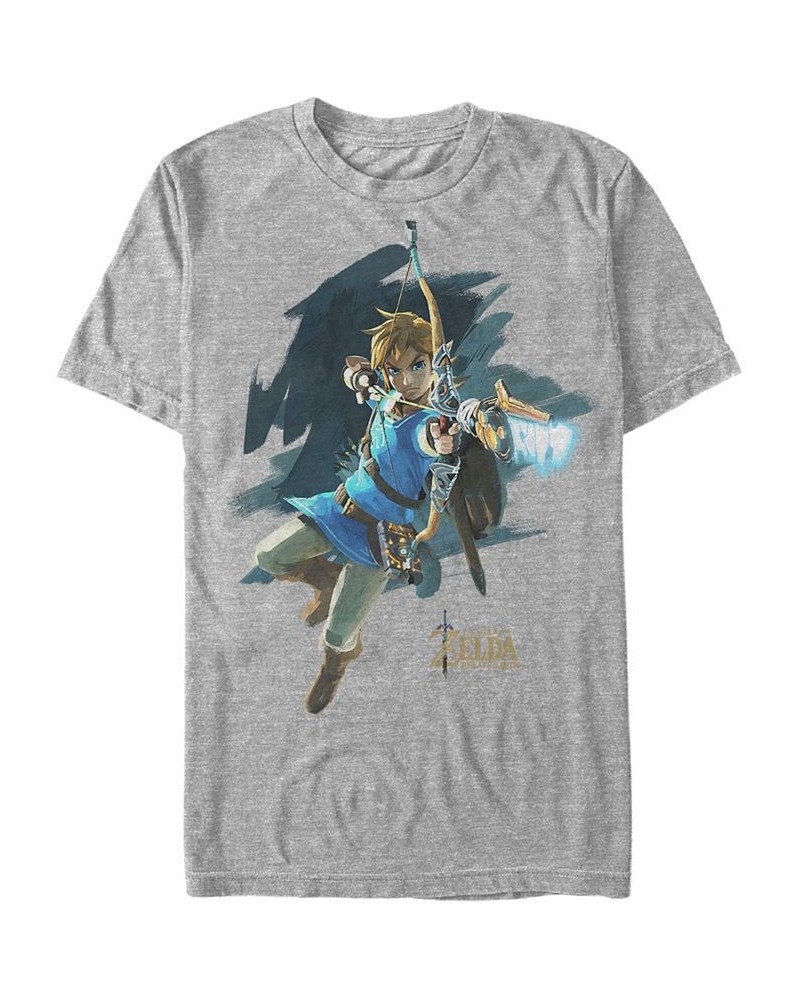 Nintendo Men's Legend of Zelda Breath of The Wind Links Jump Shot Short Sleeve T-Shirt Gray $17.84 T-Shirts