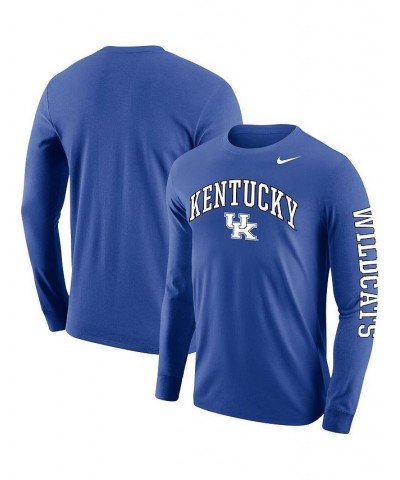 Men's Royal Kentucky Wildcats Arch and Logo Two-Hit Long Sleeve T-shirt $23.00 T-Shirts