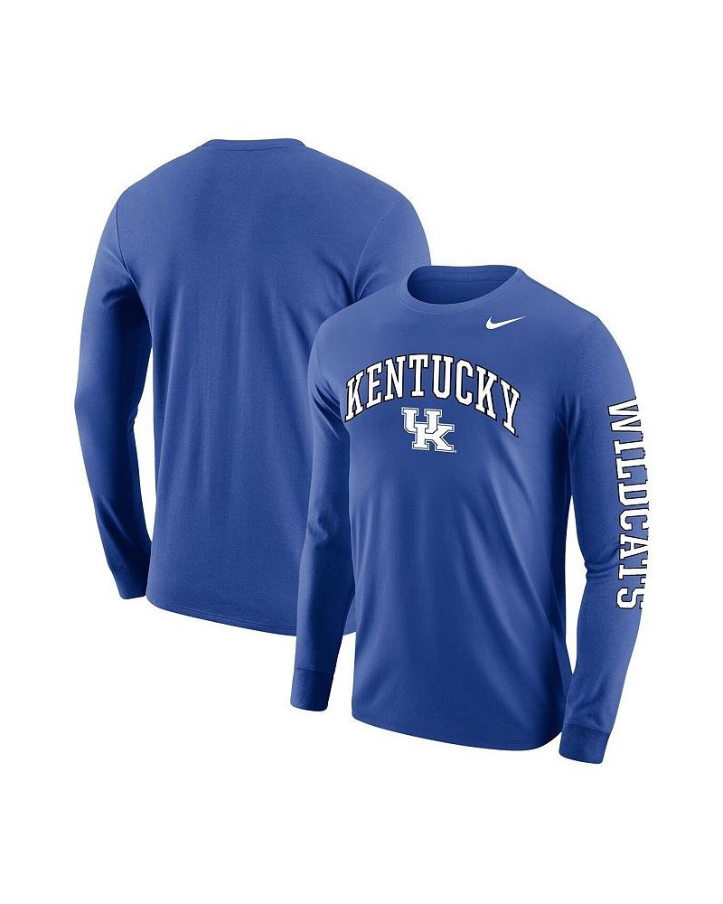 Men's Royal Kentucky Wildcats Arch and Logo Two-Hit Long Sleeve T-shirt $23.00 T-Shirts