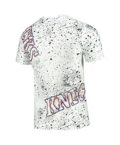 Men's White New York Knicks Gold Foil Splatter Print T-shirt $25.84 T-Shirts