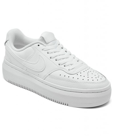 Women's Court Vision Alta Leather Platform Casual Sneakers White $44.65 Shoes