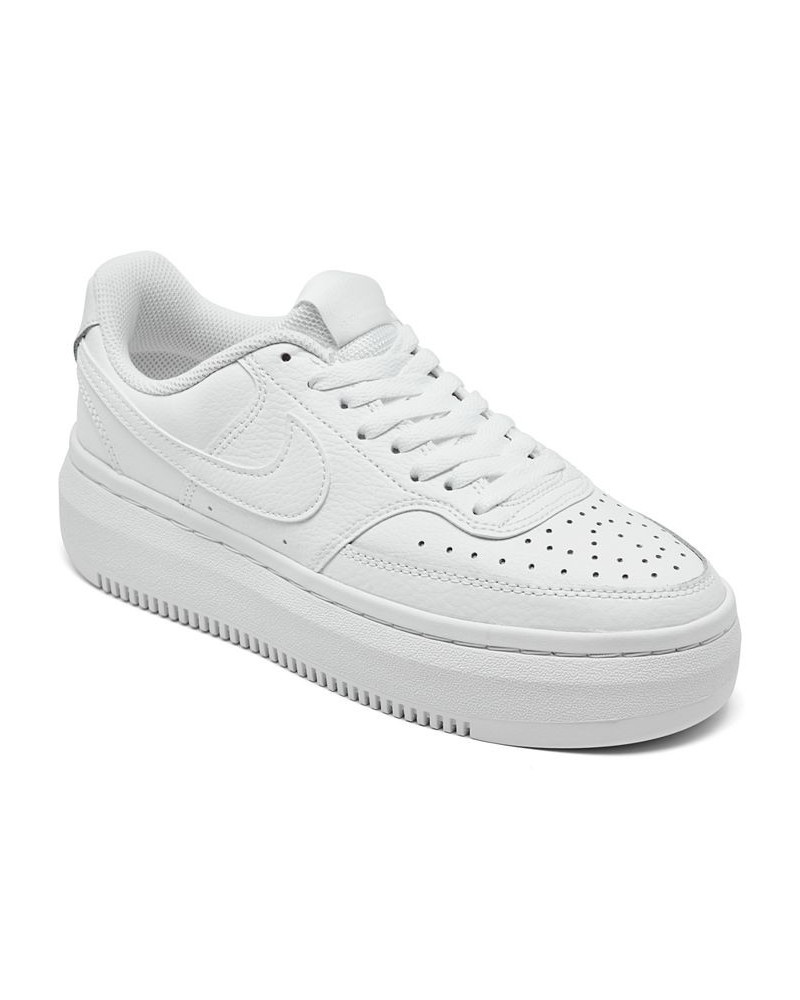 Women's Court Vision Alta Leather Platform Casual Sneakers White $44.65 Shoes