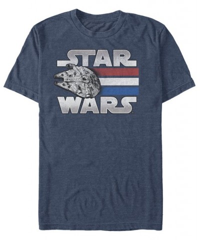 Men's Star Wars Red White Blue Stripes Falcon Short Sleeve T-shirt Blue $19.59 T-Shirts