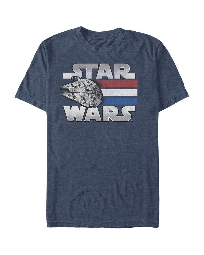 Men's Star Wars Red White Blue Stripes Falcon Short Sleeve T-shirt Blue $19.59 T-Shirts