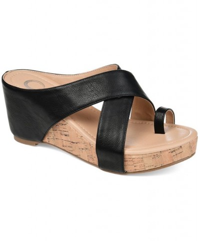 Women's Rayna Wedge Sandal Black $53.99 Shoes