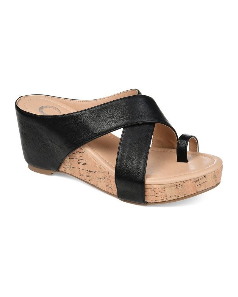 Women's Rayna Wedge Sandal Black $53.99 Shoes