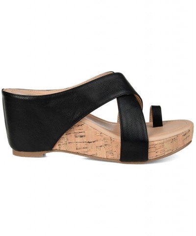 Women's Rayna Wedge Sandal Black $53.99 Shoes