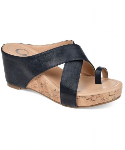 Women's Rayna Wedge Sandal Black $53.99 Shoes