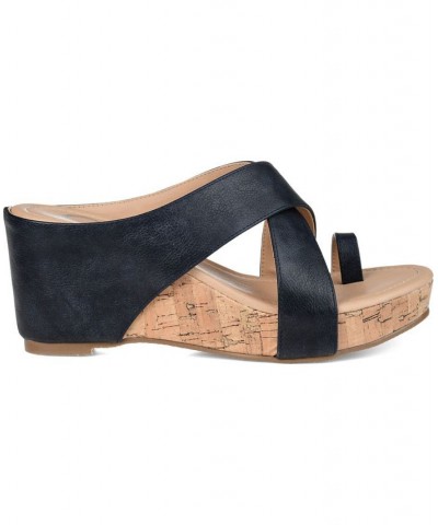 Women's Rayna Wedge Sandal Black $53.99 Shoes