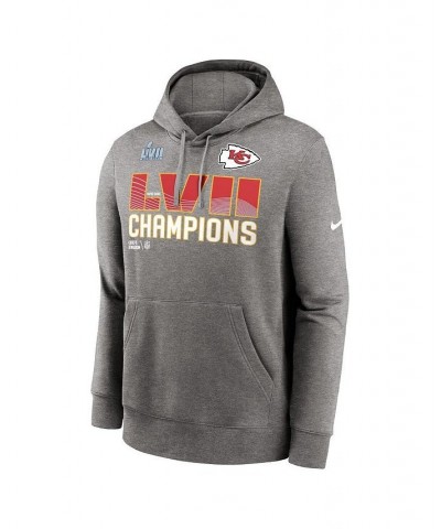 Men's Heather Gray Kansas City Chiefs Super Bowl LVII Champions Fleece Pullover Hoodie $46.74 Sweatshirt