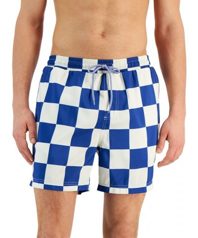 Men's Dio Quick-Dry Checker-Print 5" Swim Trunks Blue $14.10 Swimsuits