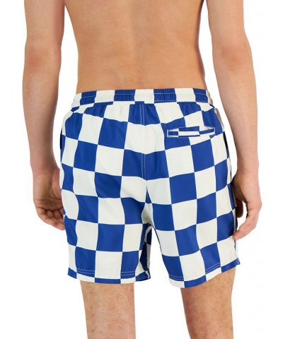 Men's Dio Quick-Dry Checker-Print 5" Swim Trunks Blue $14.10 Swimsuits